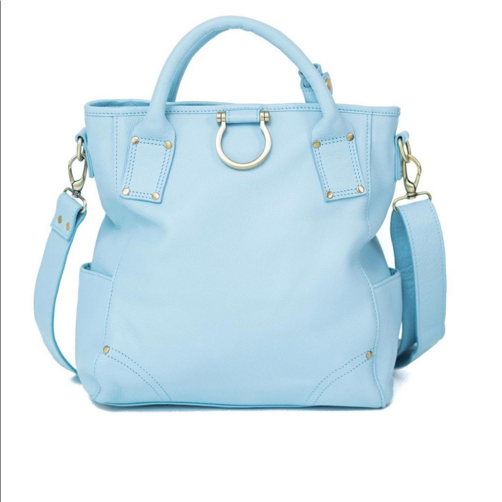 Sapahn Light Blue Leather Crossbody Bag